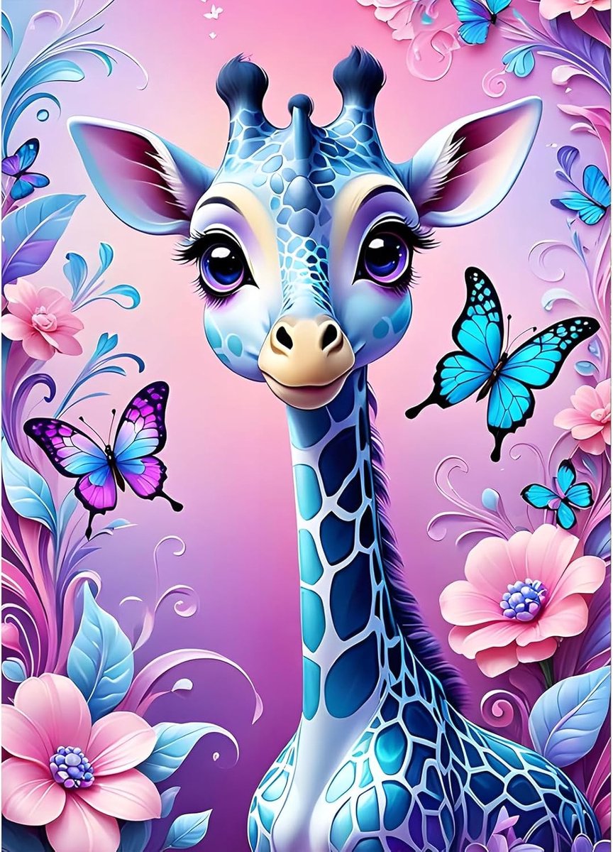 DIY 5D Schattige Giraffe Diamant Schilderen Kits met Volledige Drill en Bloemen voor Volwassenen en Beginners