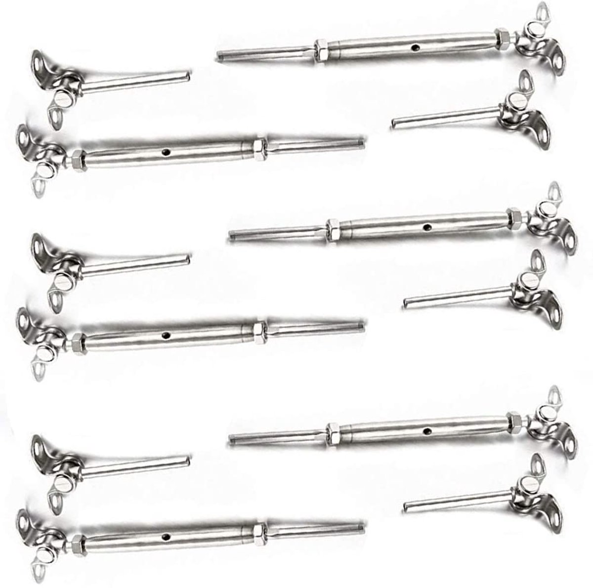6 Paar Kabel Handrail Kits, 1/8" Swage Toggle Turnbuckle, RVS 180° Verstelbare Kabel Handrail Hardware voor Buiten Trapleuning en Balustrade