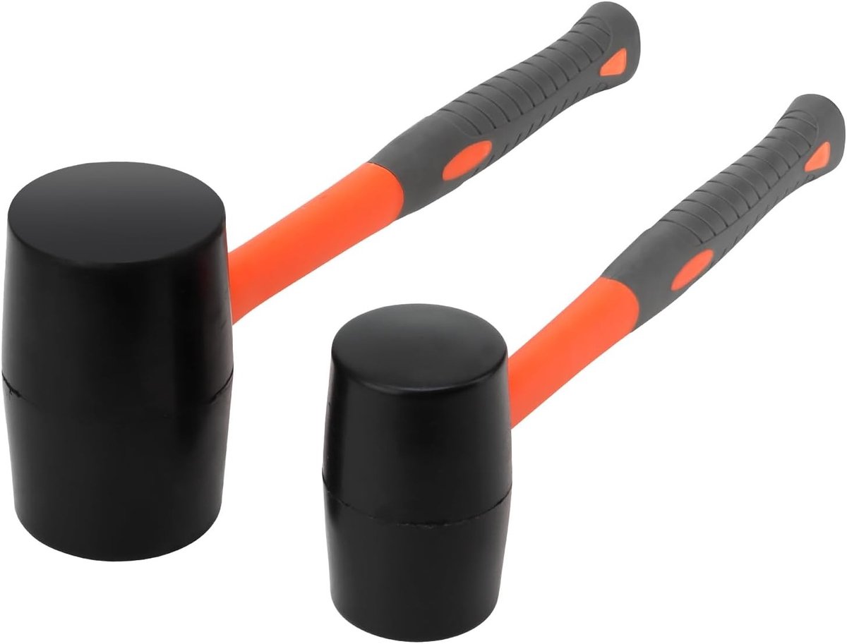 Set van 2 Rubber Hamer met Schokabsorberende Handgreep, 50 mm en 70 mm, Ideaal voor Tegels en Klussen