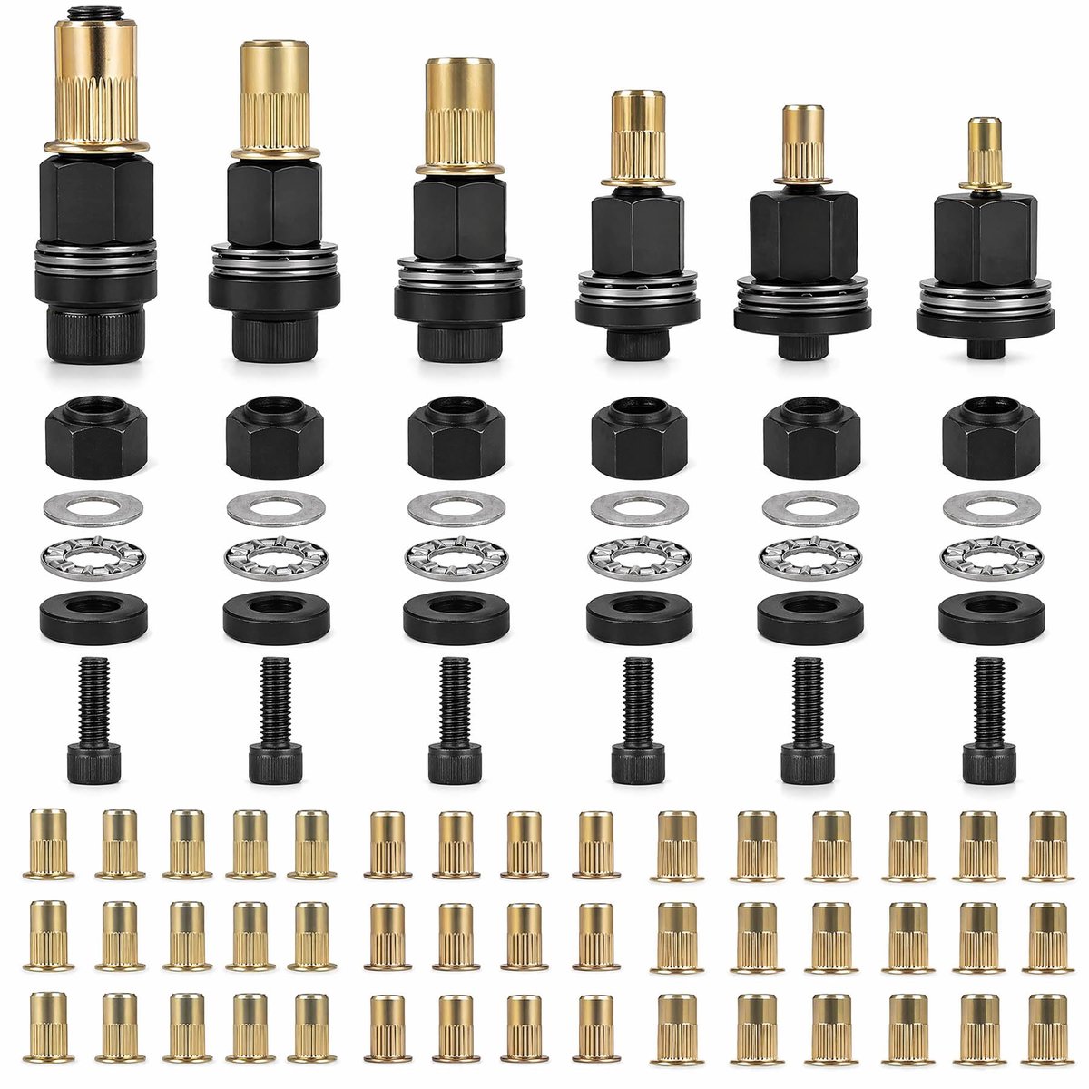 6 stuks indrukmoeren, klinknagelmoeren, handklinknagelset voor M3, M4, M5, M6, M8, M10, klinknageltangset met 60 moeren, voor klinkmoer, gereedschap, handmatige klinknagelmachine