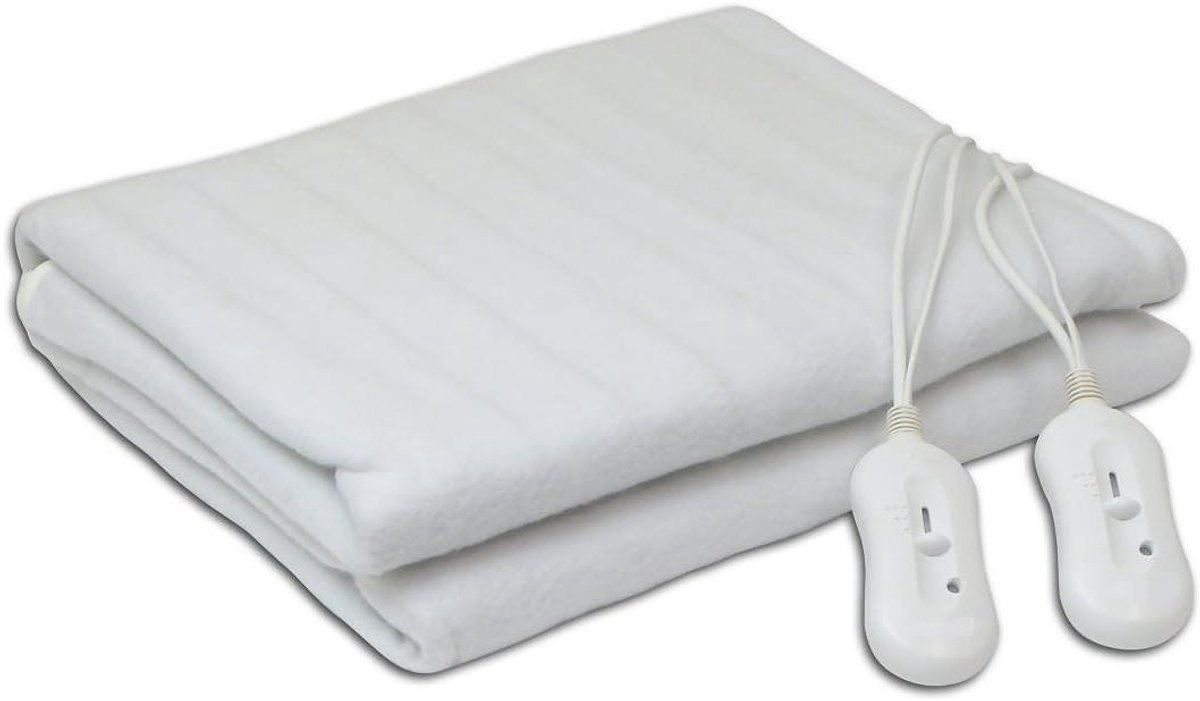 Elektrische deken - Verwarmingsdeken matras - Warm slapen - Dubbele bediening - 160 x 140 cm - Wit
