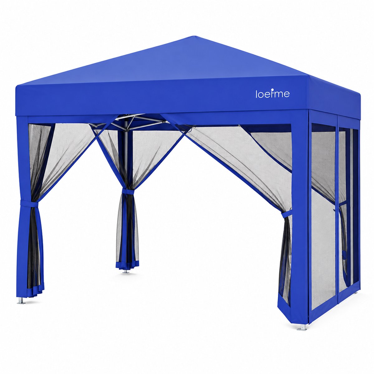 Pop-up Partytent 3x3m Blauw – Waterdicht Paviljoen met Muggengaas Zijwanden, Opvouwbaar Stalen Frame incl. Draagtas