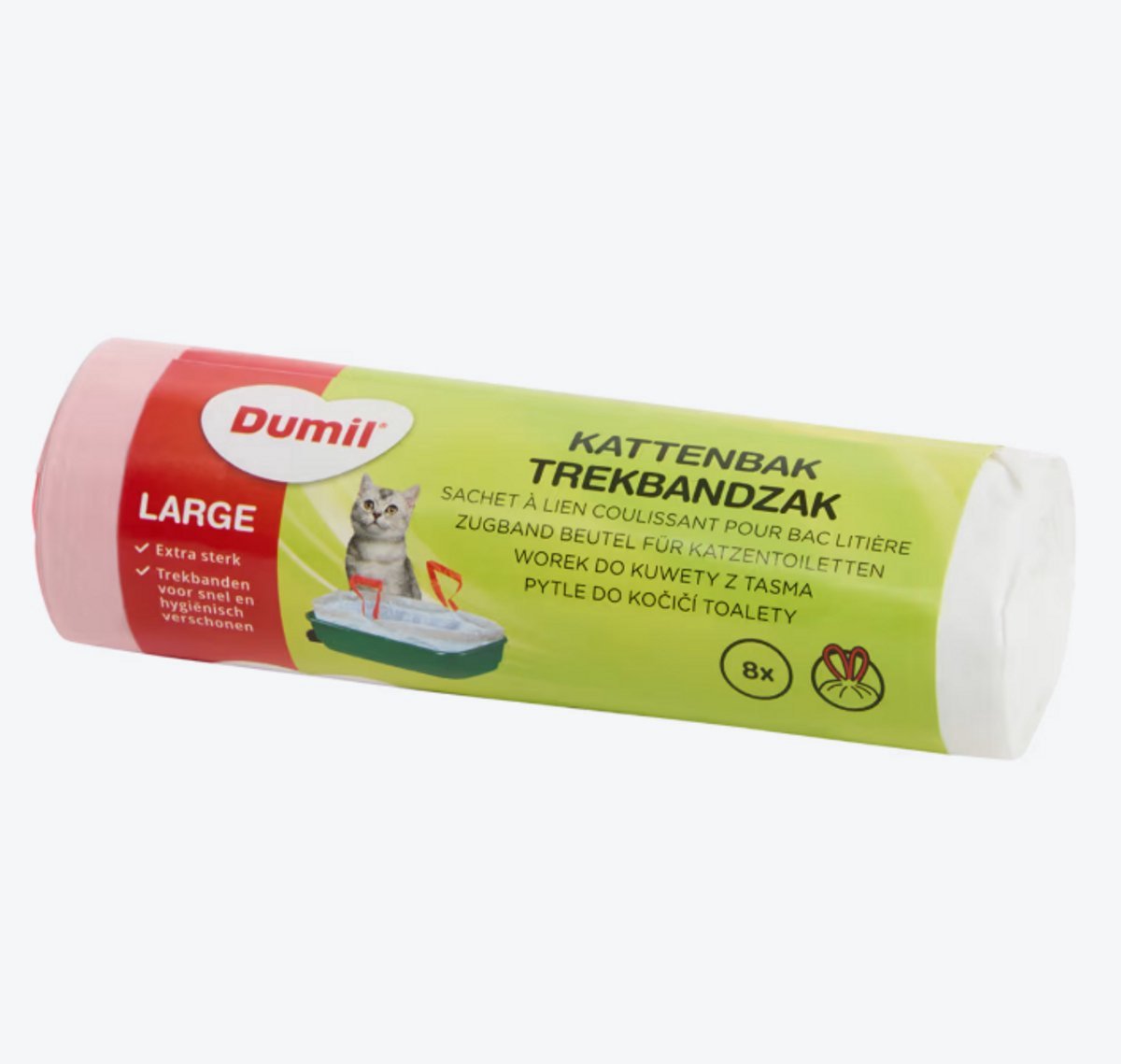 Bol.com Dumil Kattenbak Zakken | Met Trekband | 15 Liter | 1 Rol | 8 Zakken | Extra Sterk aanbieding