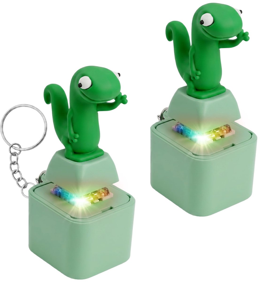 Sleutelhangers met kwakend fidget-speeltjes met lichtjes, eendje-fidget sleutelhanger & kikker-fidget sleutelhanger