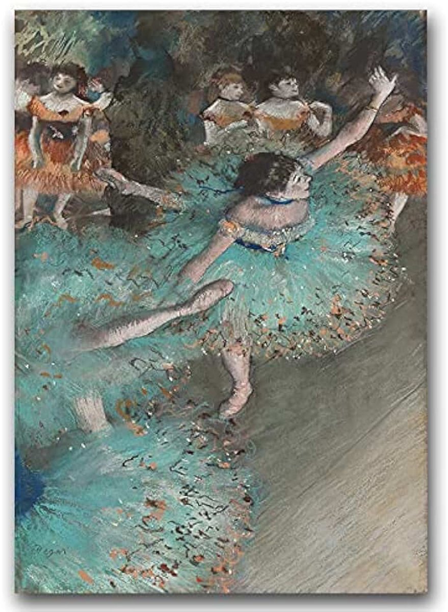 - Poster op Canvas - A3 - 30 x 40 cm Art Poster Decoratief Druk Op Canvas Picture replica Canvas Gedrukte Schilderen Foto voor de woonkamer, slaapkamer, keuken - Edgar Degas Groene Danser
