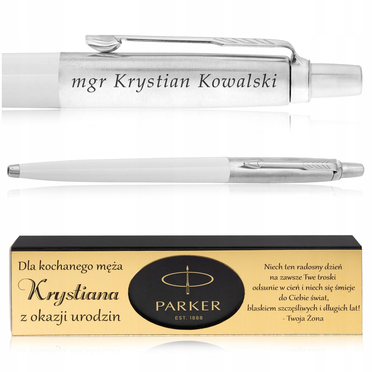 Parker Jotter Wit met Gravure & Luxe geschenkdozen
