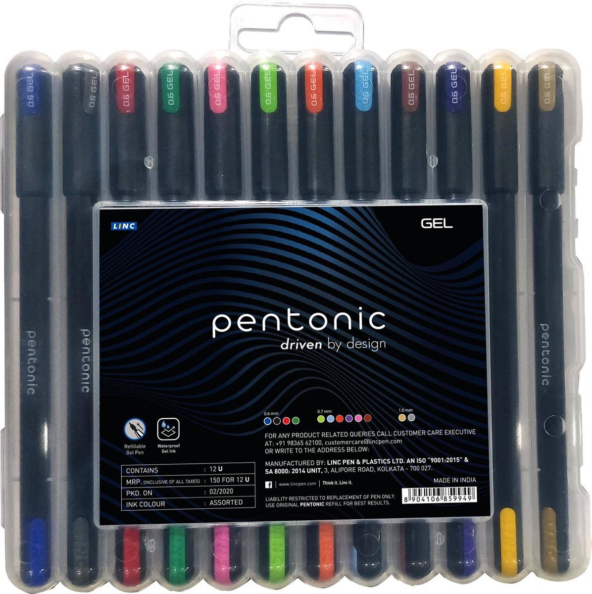 Linc Pentonic 856SET Gelpen Set - 12 Kleuren, 0.6mm