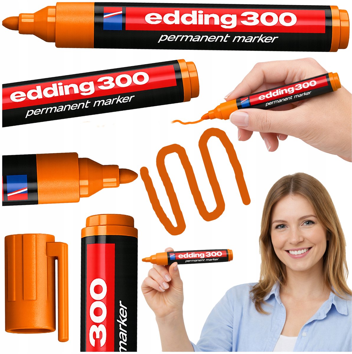 Edding Permanent Marker voor Gladde Oppervlakken - Oranje