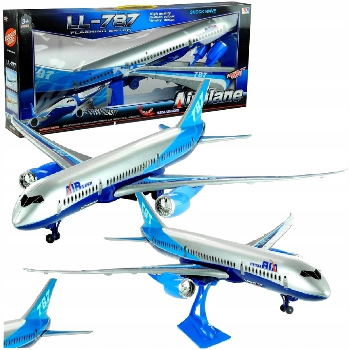 Grote Passagiersvliegtuig Speelgoed 65cm met Friktieaandrijving - Model 787
