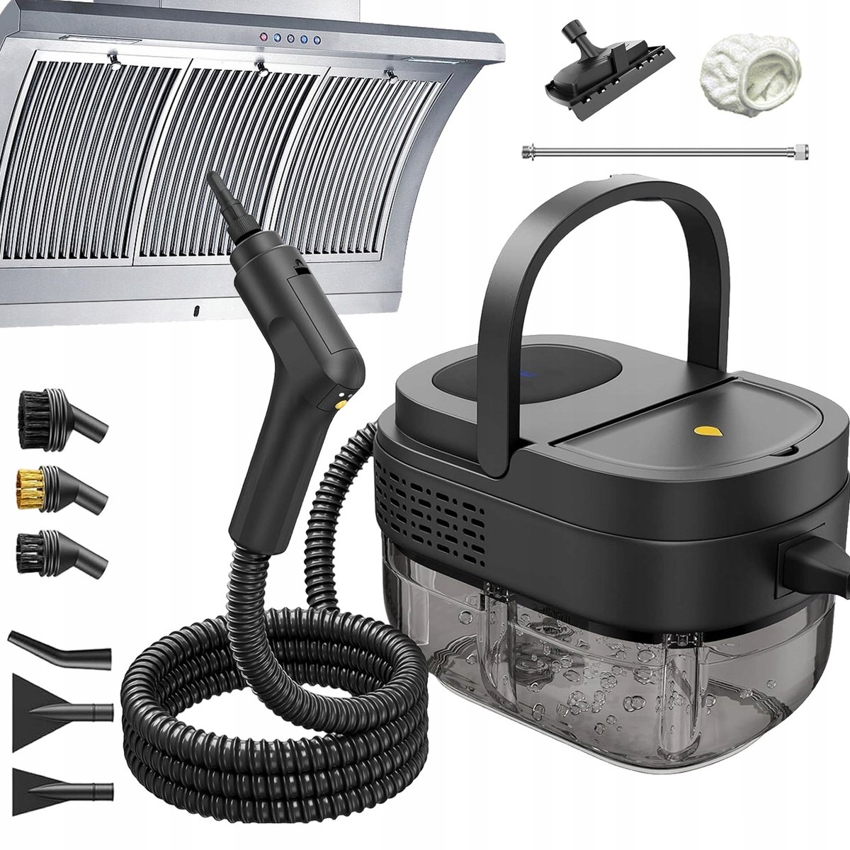 Hogedruk Stoomreiniger 100 °C - Handstoomreiniger - 2500W Steam Cleaner - 1.6L Handstomer - 3 Bar - 100°C - 15 Sec - 3 Standen - Draagbare Vlekkenreiniger - Voor Keuken, Badkamer en Auto