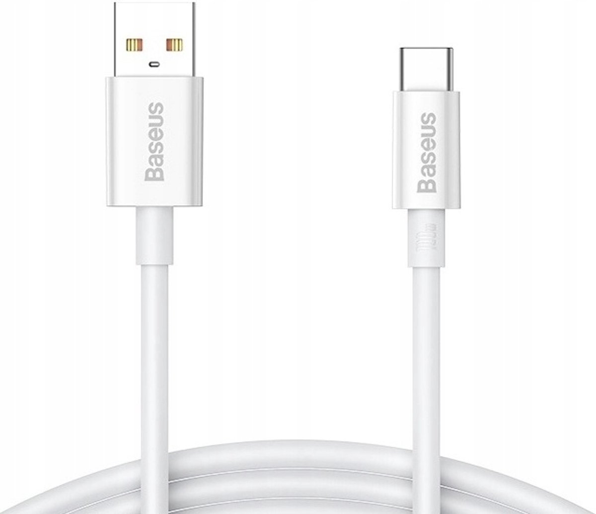 Baseus USB-C Kabel 100W 6A Snel Laden & Data - 1m Wit