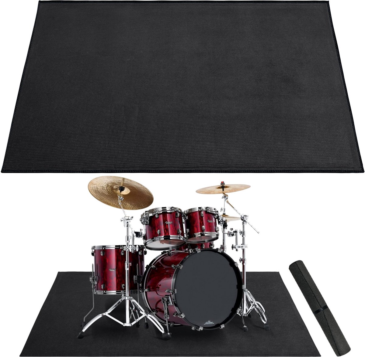 Drumtapijt 150 x 200 cm, zwart, met antislip bodem en geluidsisolatie, voor elektrische drum, drumaccessoires, cadeau voor drums