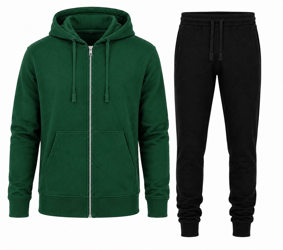 Trainingspak Heren met Rits - Joggingpak Heren met broek - Groen - S