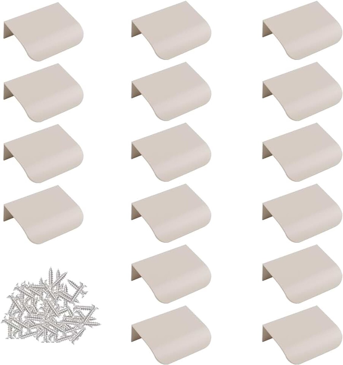 16 stuks verborgen handgrepen in moderne stijl van aluminiumlegering, onzichtbare handgrepen voor kast, 50 mm, kasjmier grijs