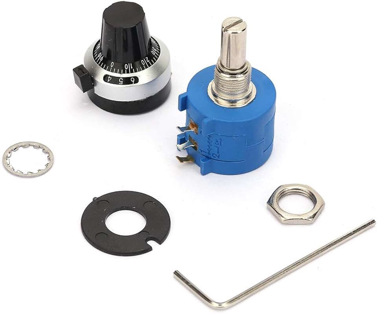 Weerstand, 3590S-2-501L Verstelbare Variabele Weerstandsknop, 500 Ohm Nominale Weerstand, Hoge Precisie, 2 W Vermogen, Schaal, Potentiometers