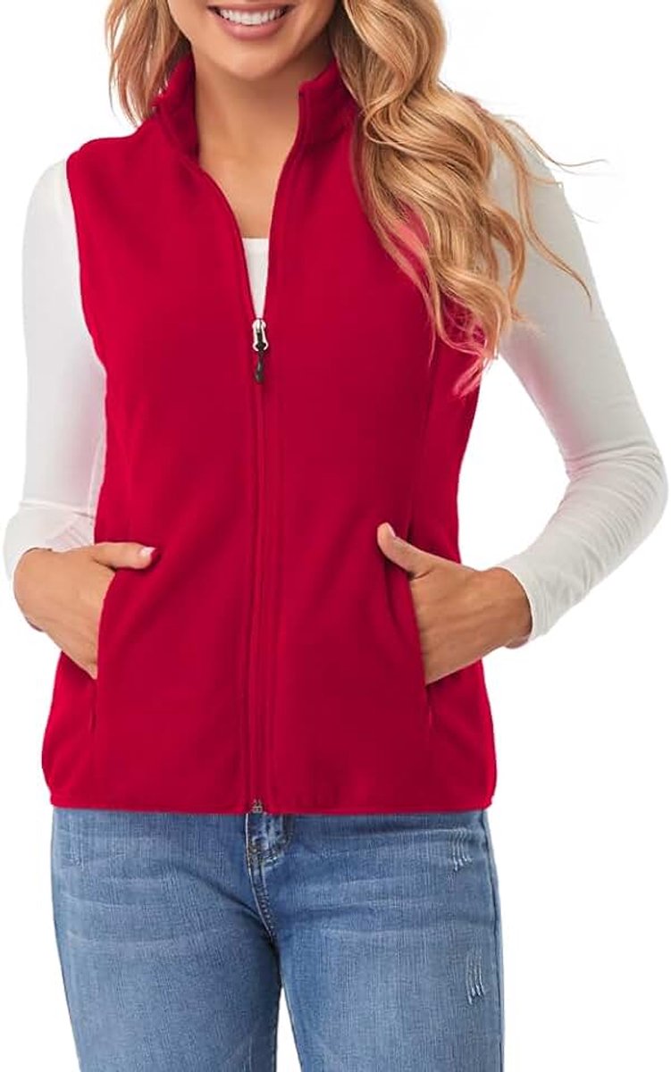 Dames Fleece Gilet, Lichtgewicht Bodywarmers Mouwloze Vest met Ritszakken