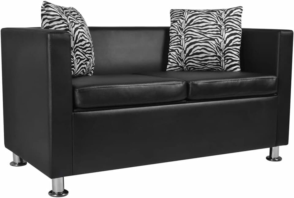 2-zitsbank van kunstleer, slaapbank voor 2-zits van kunstleer, bank voor woonkamer/kantoor, moderne bank, slaapbank, stoel voor woonkamer, zwart