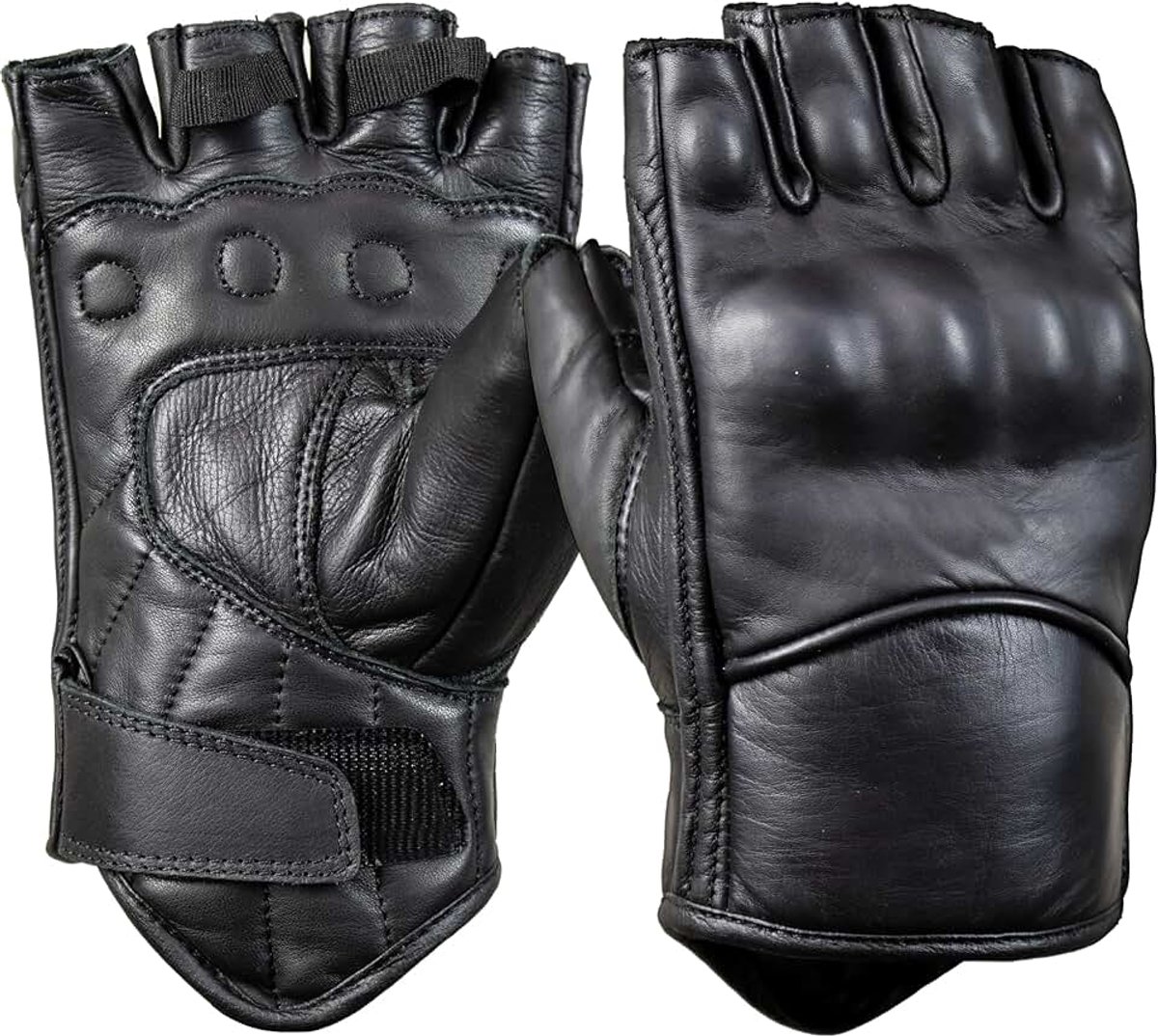 Handschoenen van Leren voor Heren, Biker Handschoenen met Knokkelbescherming en Versterkte Palm
