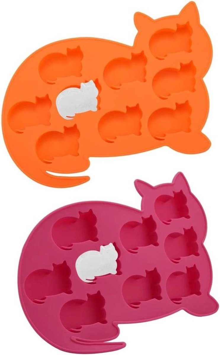 Siliconen bakvormen Set van 2 stuks - Kittenvormen voor chocolade, ijsblokjes en gelei in creatieve stijl