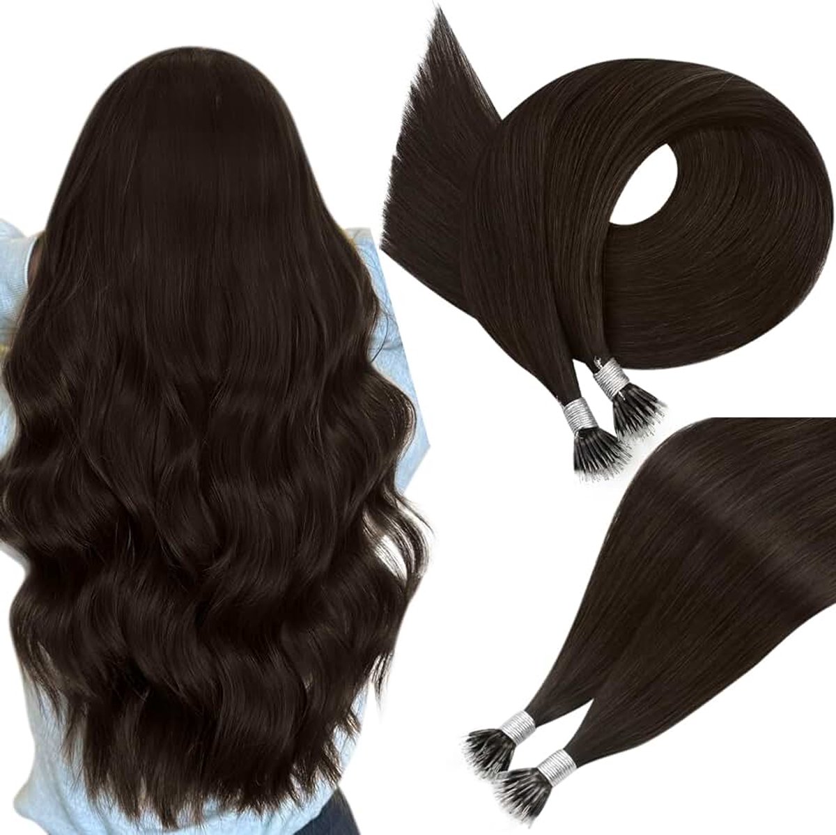Nano Ring Hair Extensions Echt Menselijk Haar Nano-Loop Hairextensions Nano Kralen Menselijke Hair Extensions Nano-Tip 35cm 50g 50Stuks #2