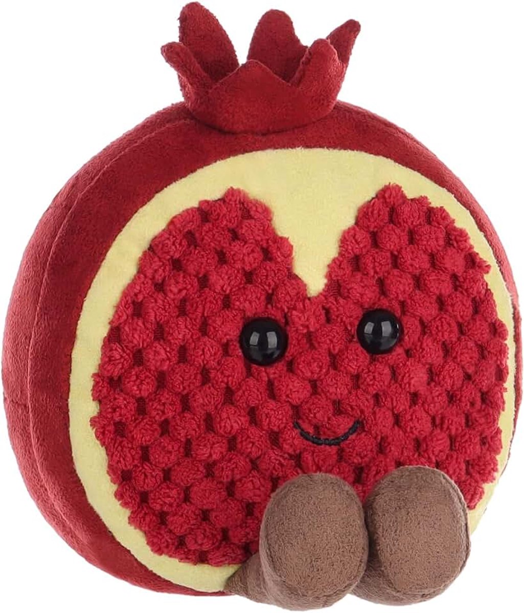 Lamb Frisse granaatappel pluche dieren voor kinderen, zacht schattig knuffeldier voor baby's, meisjes en jongens, pluizige fruit, granaatappel, rood, 12 cm