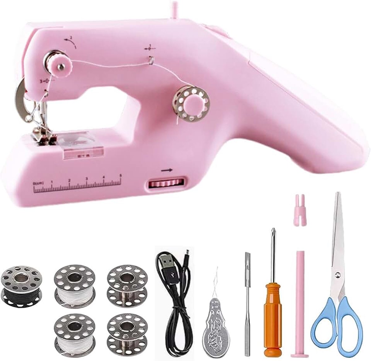 Handnaaimachine, draagbare elektrische dubbele draad naaimachine | Handnaaimachine met naaiaccessoires, elektrisch naaigereedschap voor beginners, doe-het-zelf, naaien, kleding, gordijnen