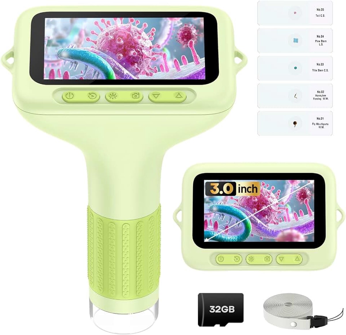 3.0" Scherm Digitale Microscoop voor Kinderen: 1000X Oplaadbare Mini Zak Draagbare Miniscope Vergrootglas 4K Munt Sieraden Loupe Edu Wetenschap STEM Speelgoed Kerstcadeau 4-12 Jongens Meisjes