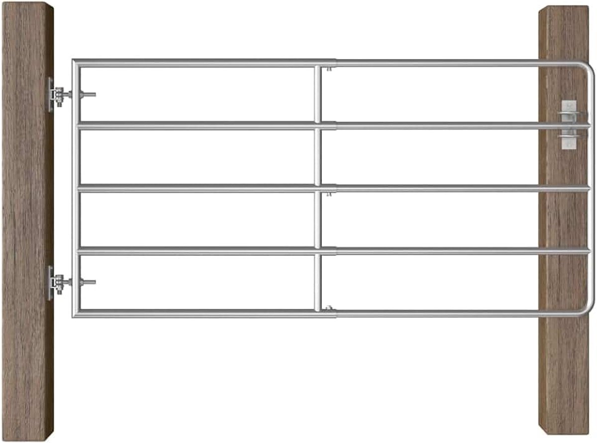5 buizen zilver 95-170x90 cm | Verzinkt, zelfsluitende sluiting, voor dierenhokken, inclusief montageaccessoires