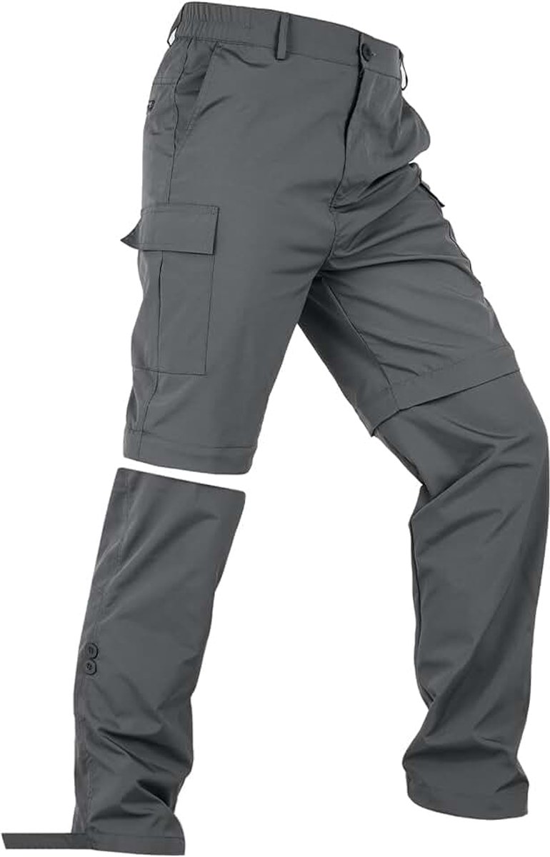 Wandelbroek voor heren, stretch, sneldrogend, om te zetten in korte broek, lichte lastbroek