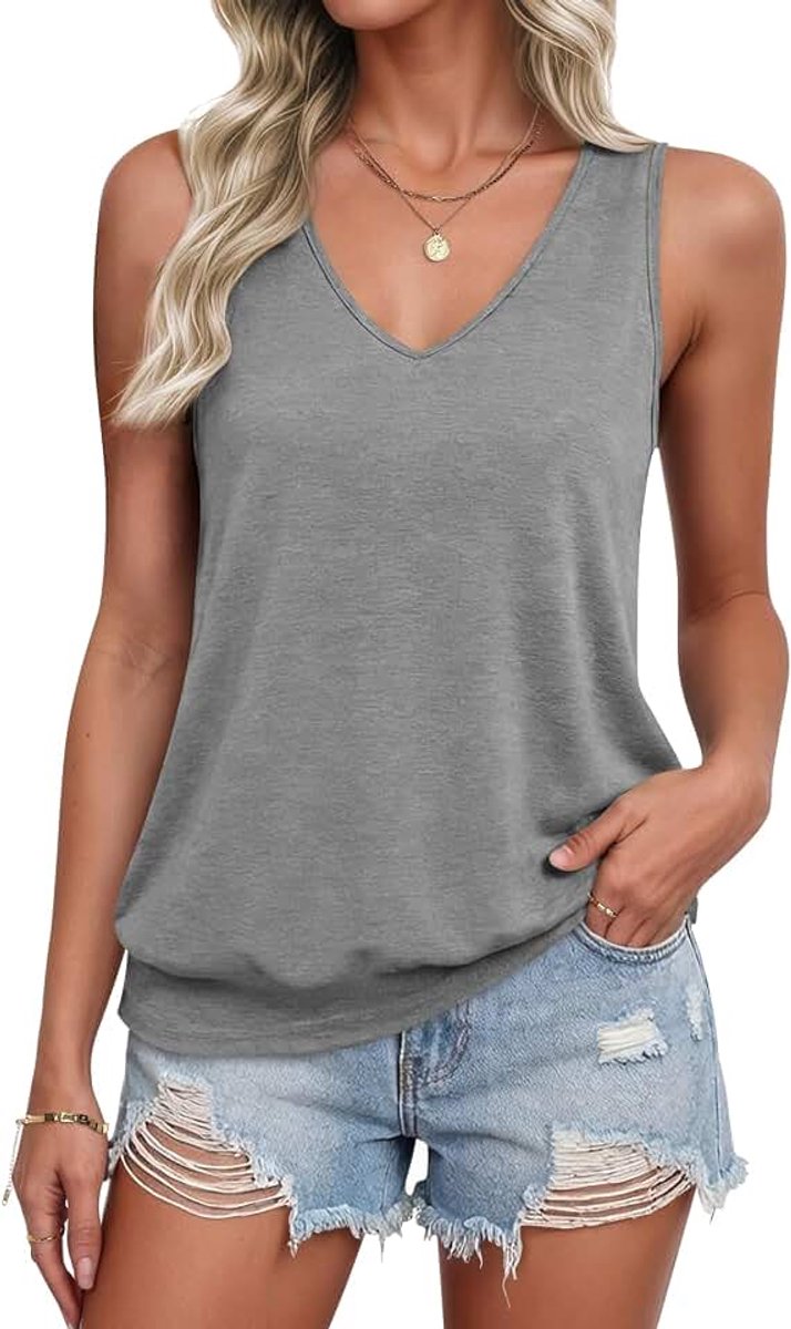 Dames tanktop zomer bovenstuk V-hals vest top blouse S-XXL