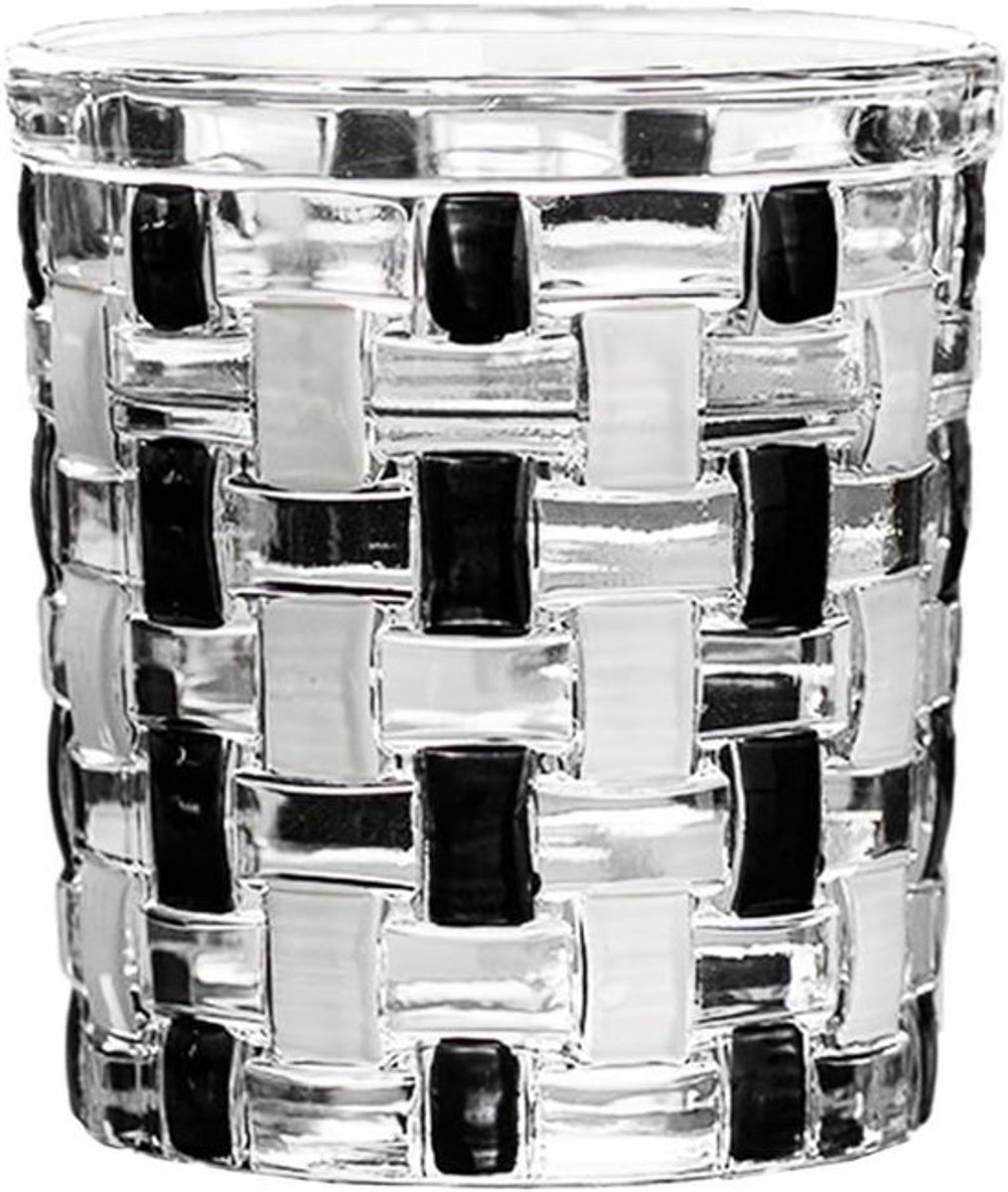 Zwart Wit Cocktailglas - Modern design, perfect voor whisky - Handgemaakt Kunstwerk met Persoonlijkheid en Stijlvolle uitstraling