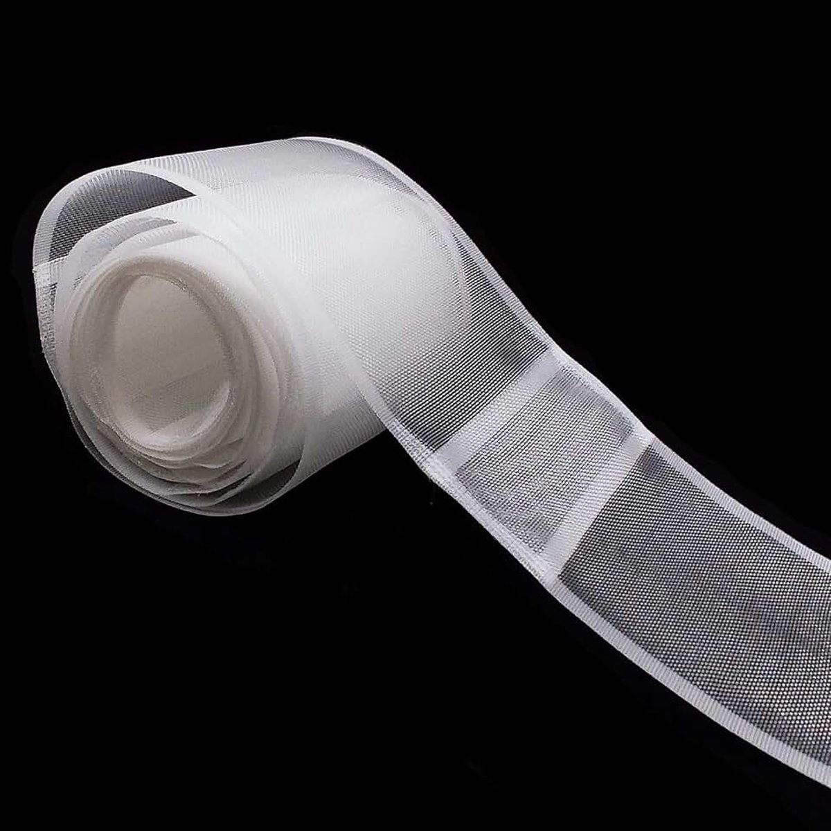 Lusband om te naaien, 10 cm breed, nylon, gordijnband, transparant, dikke, universele band, potloodplooiband met lussen, lusband voor gordijnroede (12 m)