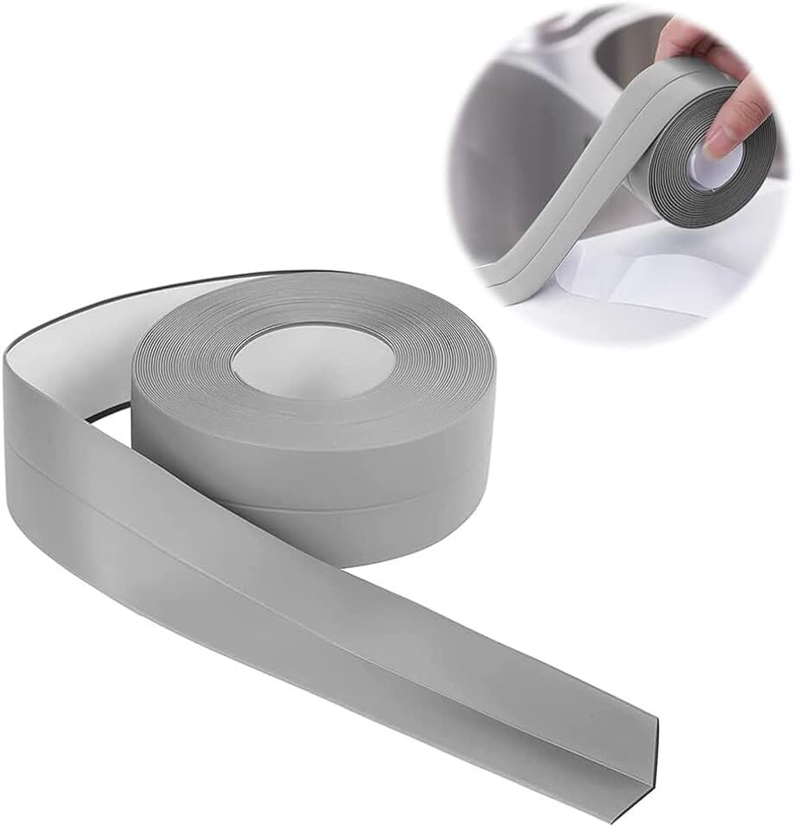 Zachte plint, 16 x 16 mm, 12 m, zachte plint, zelfklevend, flexibele kniklijst, van pvc, voor keuken en badkamer (12 m, grijs)