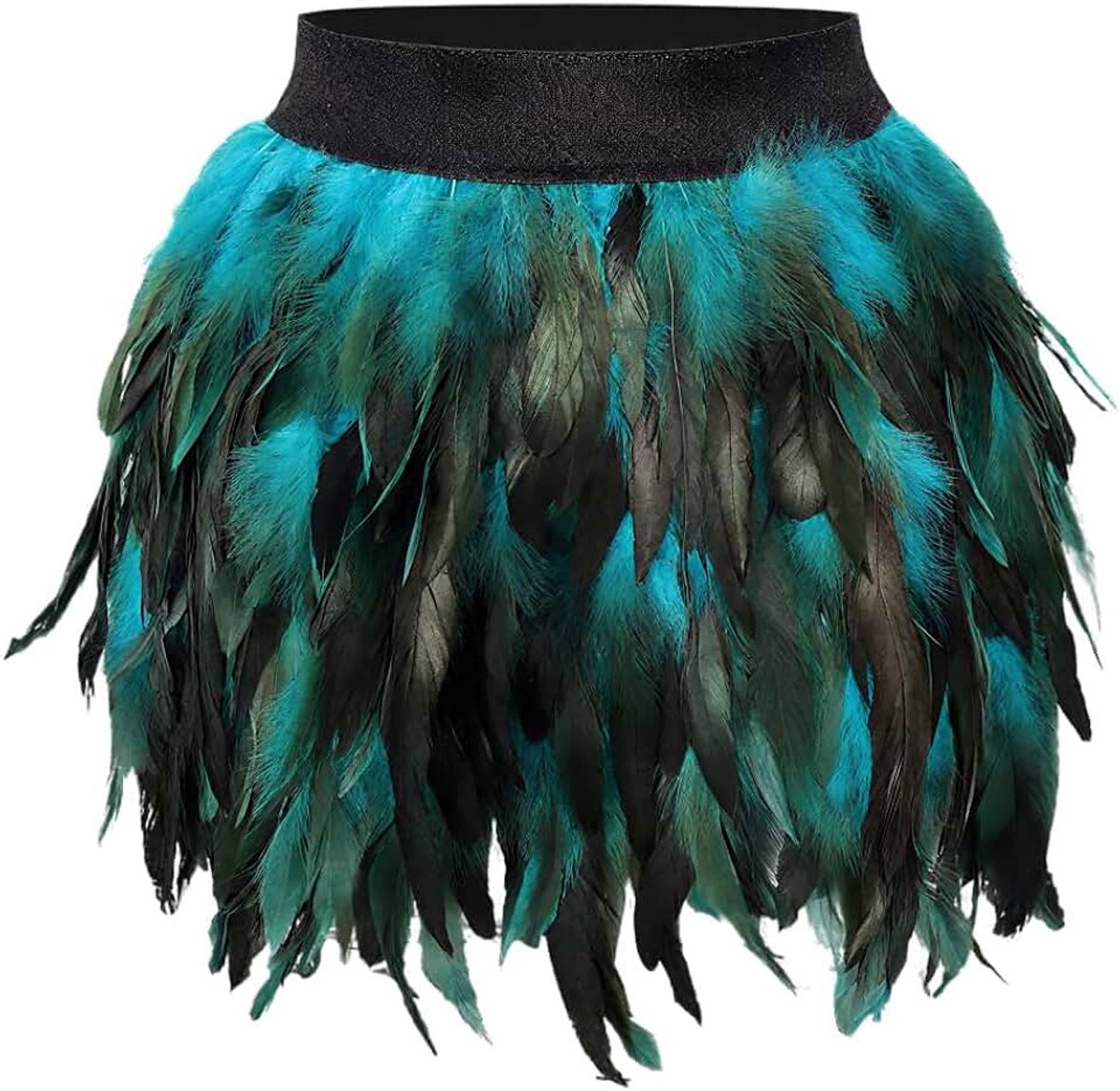 1 Stuk Party korte rok, voor Feesten & Clubs (Roklengte: 39 cm) | Veren, Gotische Stijl, A-Lijn Rok, Vrij Verstelbare Elastische Band, voor Prom, Maskerade & Carnaval (Meerblauw)