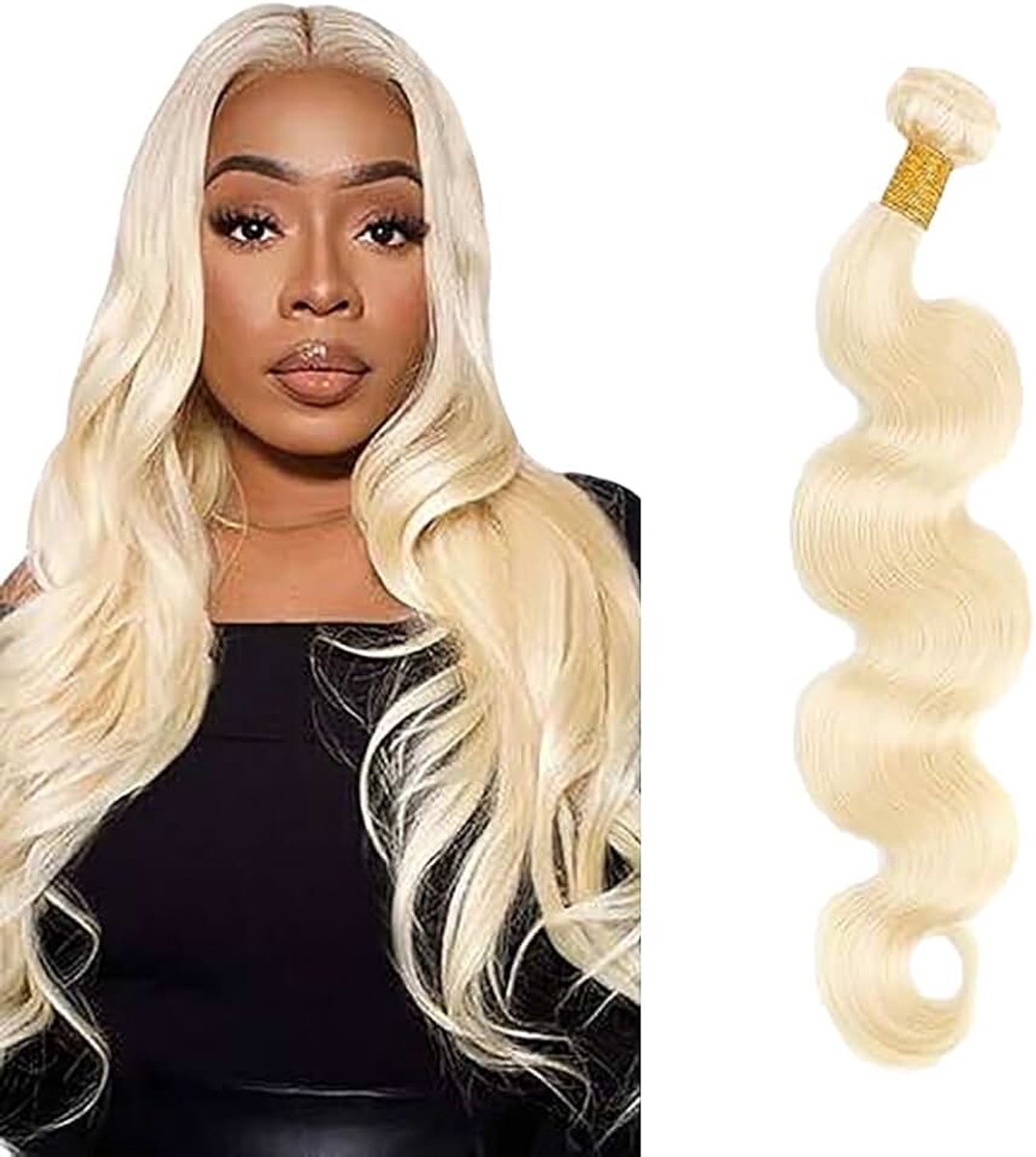 Wave Human Hair Bundles Single Extensions Machine Double Wefts Unprocessed Remy Weave Blonde Color for Woman 14 Inch
