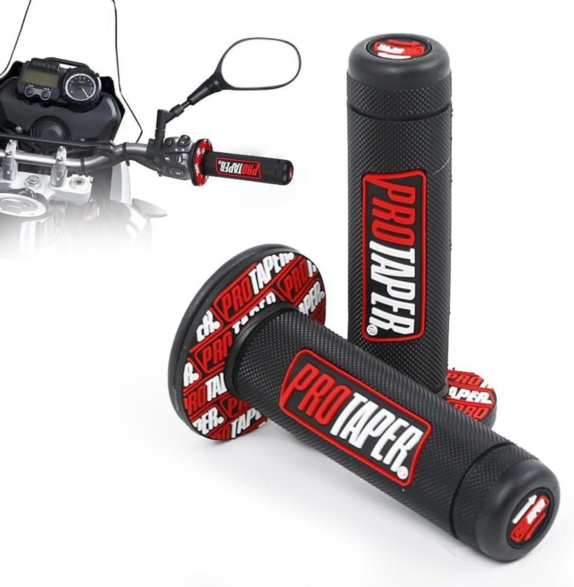 Motorfiets Handvatten - Stuur Grips - Offroad Rijden - Antislip TPE Materiaal - 22/24 mm - Zwart Rood