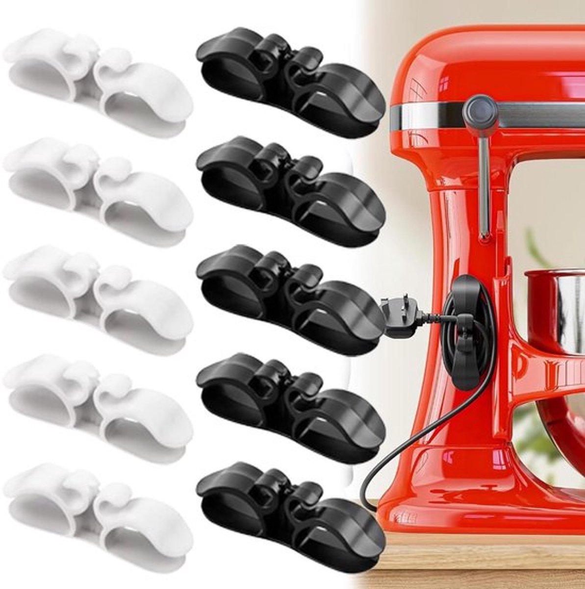 Kabelmanagement siliconen kabelhouder - 10 stuks zelfklevende bureau organizer voor kabels - kabelorganizer stickers voor stofzuigers, luchtreiniger en koffiemachines