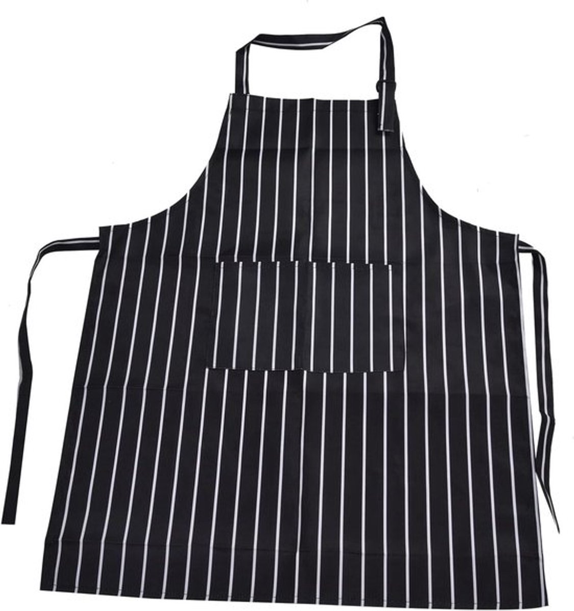 Verstelbaar Streep Bib Schort voor Keuken - Water- en Oliebestendig - Zwart - Unisex Chef Schort met Zakken - Ideaal voor Koken in Keukens, Restaurants en Bakkerijen
