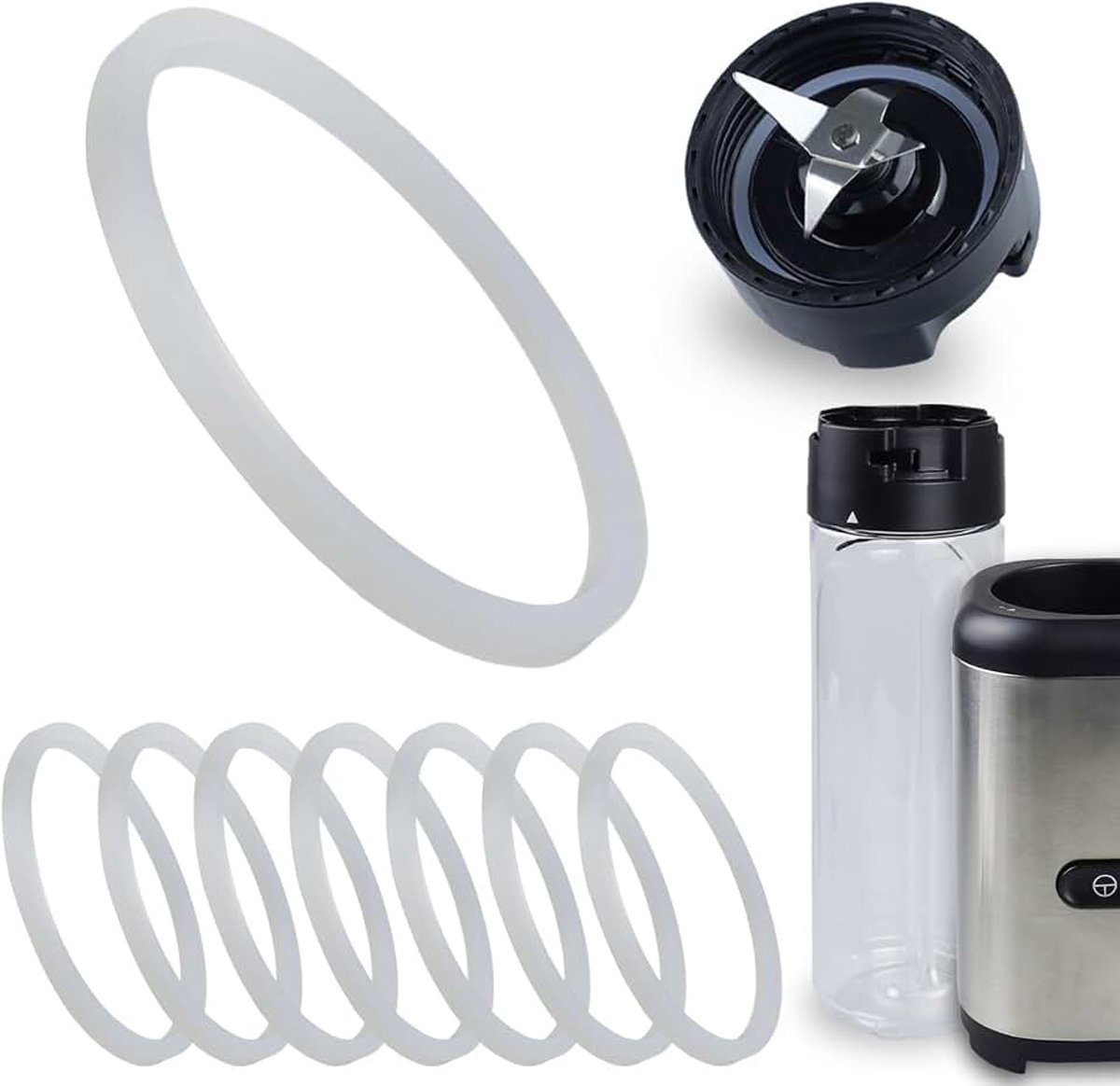8 stuks siliconen afdichtring voor mesdeksel compatibel met WMF Kult X Mix & Go Mini Smoothie Maker – Vervangingsset afdichtingen voor blenderkan deksel (niet geschikt voor To-Go-deksel)