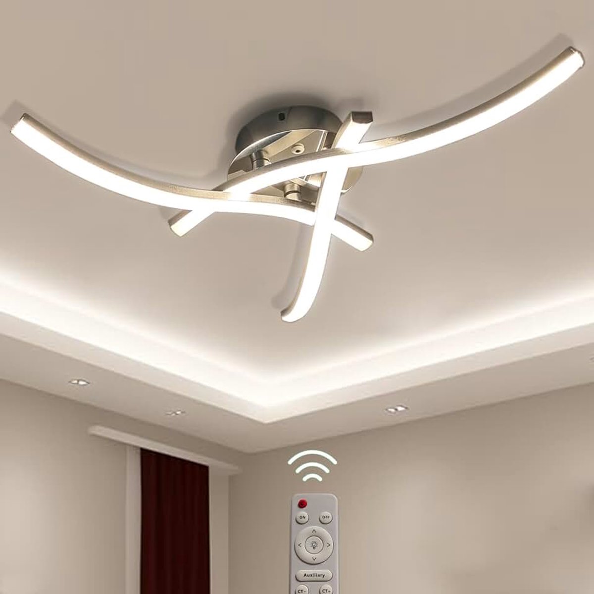 Plafondlamp Dimbaar,22W met Afstandsbediening 3000K/4500K/6500K Kleurtemperatuur Instelbare Woonkamer Lamp,voor Woonkamer Badkamer Slaapkamer Keuken Kelder Kantoor