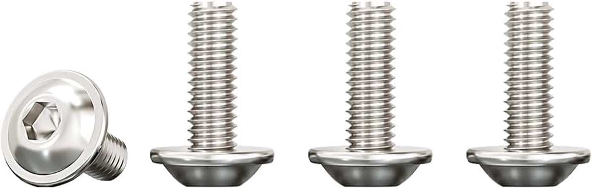 Lenskopschroeven met flens, M5 x 16 mm, binnenzeskant, roestvrij staal, A2, V2A, slotschroef voor mechanische verbindingen, 20 stuks
