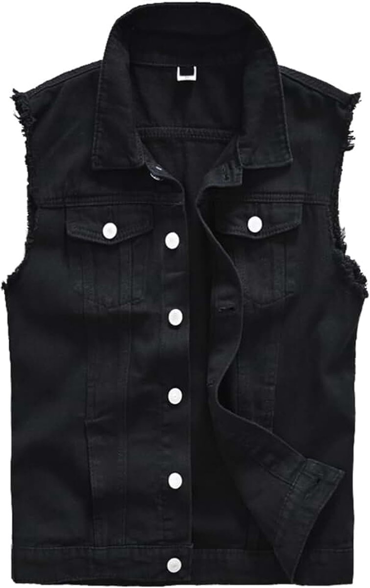 Jeans mannenvest met revers