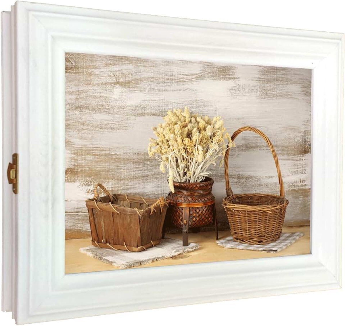 Sleutelkast van hout, hangkast met sleutelrek, wandorganizer voor het opbergen van sleutels, sleutelkast, vintage look, houten sleutelbox