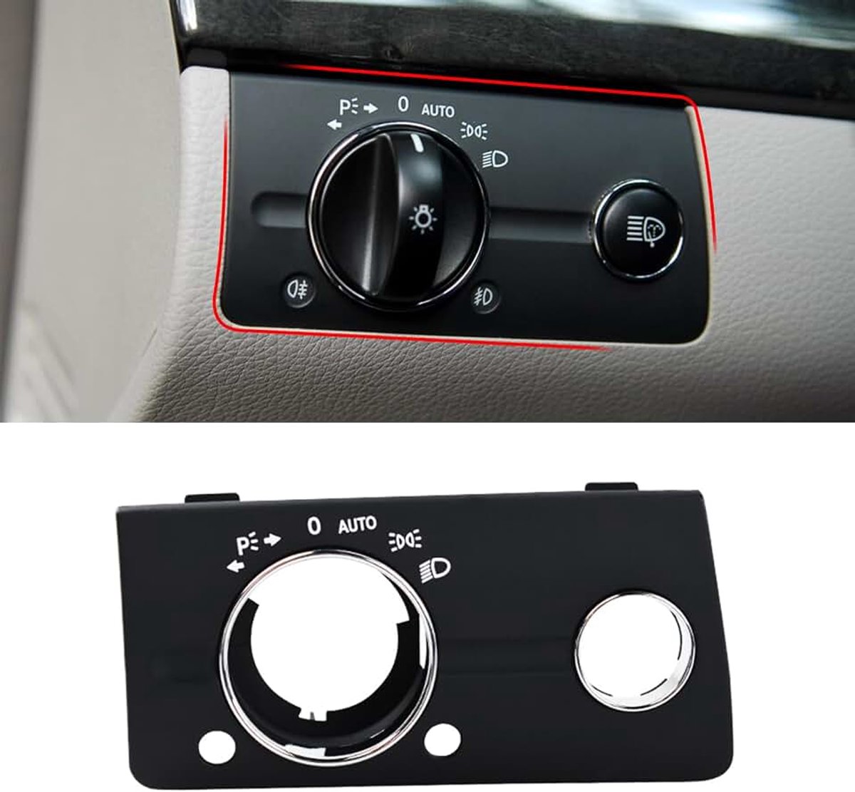 Compatibel met koplampschakelaarafdekking Mercedes Benz E klasse W211 2003-2008, koplampschakelpaneel, vervanging voor W211 320 350 550 koplampen bedieningspaneel afdekking - high-end versie
