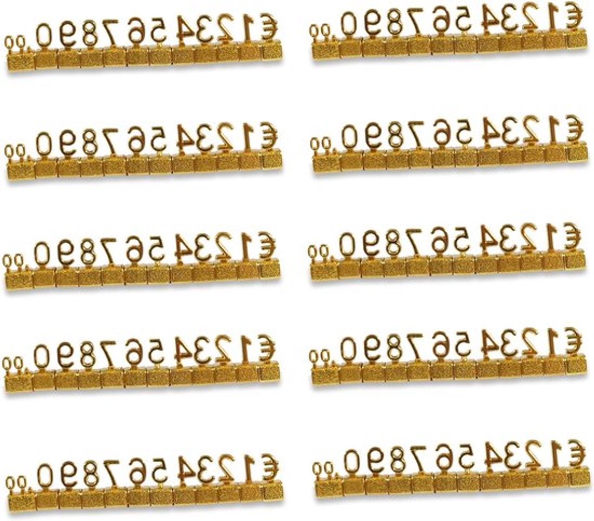 50 Stuks Digitale Prijskaartjes 3D Metalen Rekken Verstelbare Prijs Kubus Kit voor Winkel Display, Sieraden en Horloge Presentatie, Prijsmarker Labels in Goud