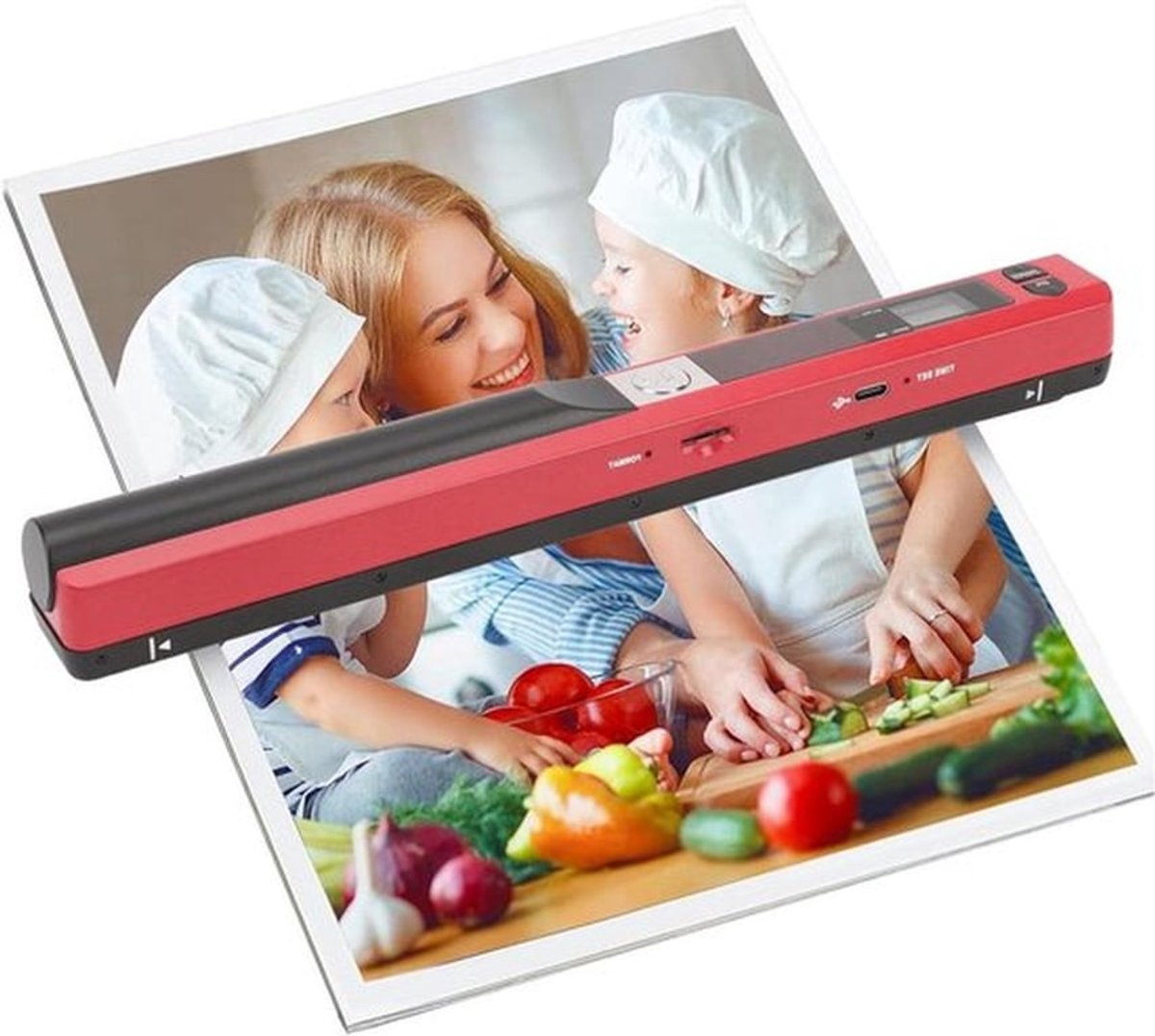 900 dpi fotoscanner voor zakelijke foto's en documenten, draagbaar A4 formaat, JPEG/PDF, rood