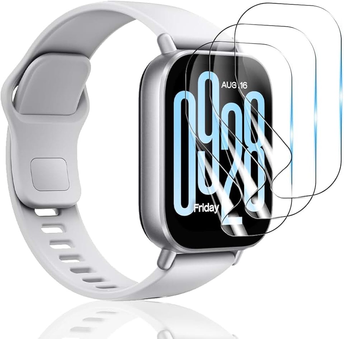 3 stuks displaybeschermfolie voor Redmi Watch 5 Active [geen gehard glas], volledige afdekking, krasbestendig, luchtbelvrij, HD heldere folie voor Redmi Watch 5 Active
