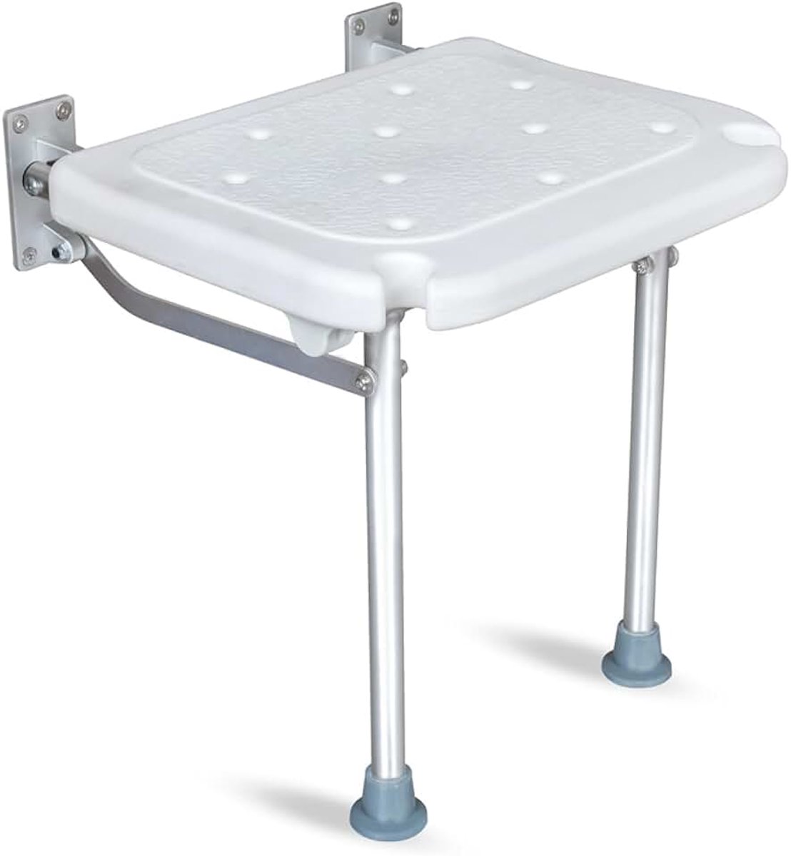 Douchestoel, wandgemonteerde douchestoel voor kinderen, senioren, gehandicapten, inklapbaar, wit composietmateriaal, 40 x 32 cm, voor badkamer, schoenenruimte, hal