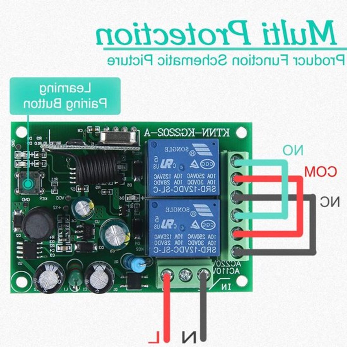 Draadloze RF 433MHz Schakelmodule met 1 Ontvanger en 5 Afstandsbedieningen voor Verlichting, Garagedeur en Elektrische Poort