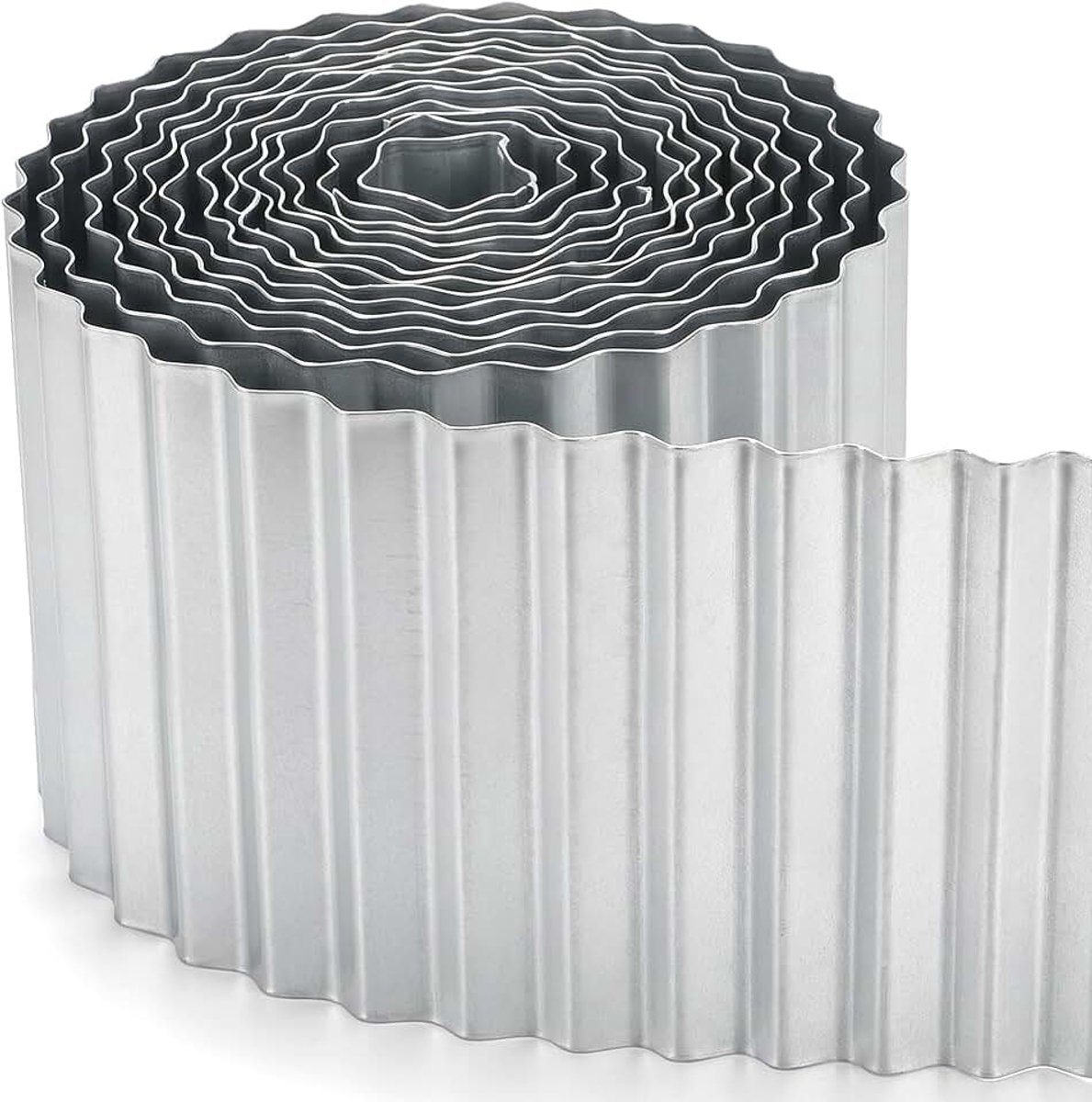 6m Gegalvaniseerde Metalen Tuin Gazon Grens Rand Roll, Tuin Plant Border, Golvend, H 20,32 cm K653E02